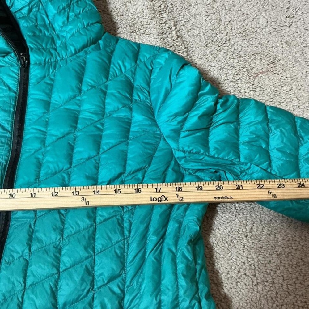 Turquoise Quilted Hooded Puffer Jacket Zip Front Lightweight Casual Outerwear - Picture 5 of 8